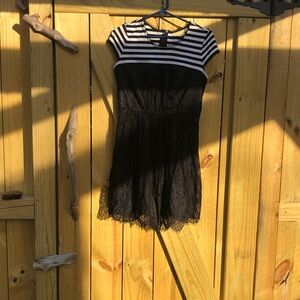 Black and White Striped Lace Dress Princess Vera Wang